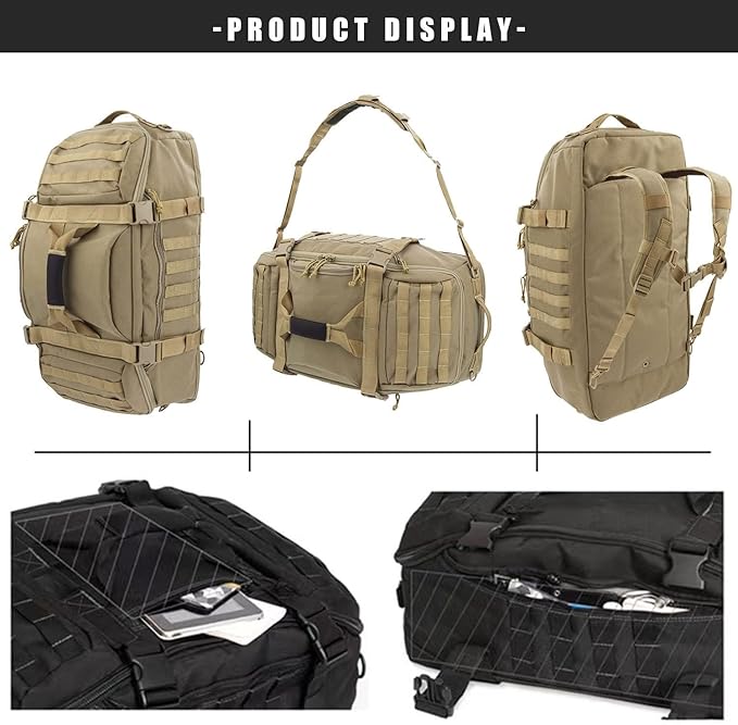 Miramrax Travel Duffle Bag Backpack for Men - Large Tactical Bags Weekender Gym Bag for Overnight Traveling Military Workout Deployment Sports (Coyote, 25L)