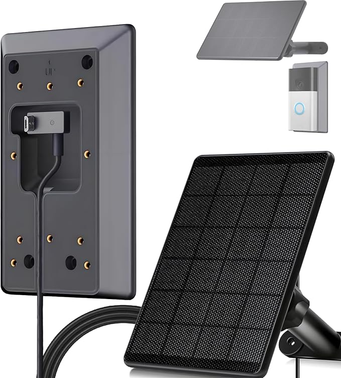 6W Solar Charger Compatible with Ring Video Doorbell (2020 Release), Micro USB Port Only, Not Compatible with the 2025 Type-C Interface doorbell