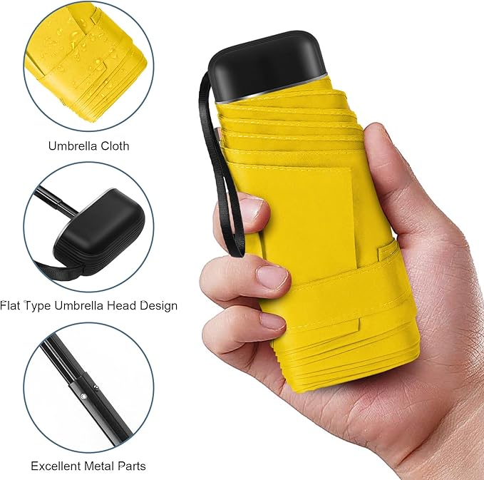 Compact Travel Umbrella with Case - Mini Umbrella for Purse, Small Lightweight &Tiny Design Perfect for Parasol Outdoor Sun&Rain Umbrellas