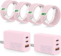 65W Super Fast Charging USB C for iPhone 17 16 Pro Max,3 Port 100W USB C Charger Block & 3/6/6/10FT Braided Type C Cord for iPhone 17 16 Pro,iPhone 15 Pro Max,for Samsung S26 Ultra/MacBook Air-Pink