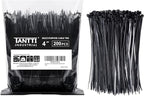 Zip Ties 4 inch (200 Pack), Small Zip Ties with 18 lb Tensile Strength, Black, by Tantti Supply