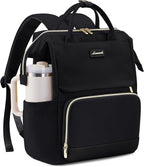 LOVEVOOK Laptop Backpack for Women with Giant Tumbler Holder Pocket, 17 inch Travel Work Backpack Purse for Nurse Teacher, Waterproof School Bag College Bookbag Cute Casual Daypack for Girls Black