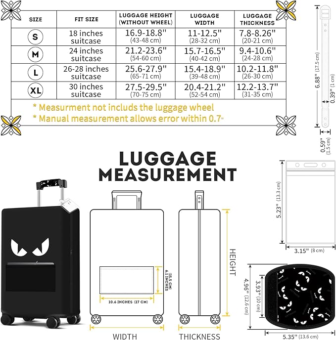 bvya Luggage Suitcase Covers for Luggage, Elastic Luggage Cover Protector Scratch Resistant Travel Essentials Suitcase Cover Fits 18 inch Luggage with Luggage Handle Cover and Luggage Tag