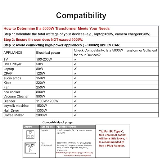 Yinleader 5000W PRO Voltage Transformer Converter Step Up/Down AC 110V/120V to 220V/240V or 220V/240V to 110V/120V Power Converter w/US Standard Power Cord,Circuit Breaker Protection