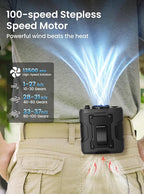 Koonie Portable Waist Clip Fan, Personal Fan with 100 Speed Levels, Belt Cool Clip on Pants with 13500 RPM Strong Airflow, Rechargeable Battery, 24H Use Time, Under Shirt for Outdoor Work, Black