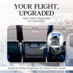 SO~MINE Airplane Pocket Organizer | Tray Table Cover | In Flight Seat Back Organizer Bag | Commuter Essential Travel Bag | Media Pouch For Flying | Travel Gift | Attaches To Luggage