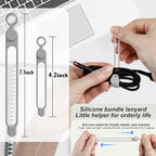 Silicone Cable Ties Cord Organizer for Cable Management, 16PCS 4.2" and 7.1" Reusable Cable Organizer Electronic Accessories for Home, Office, Kitchen, School, Travel (Grey)