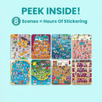 Koality Time 300+ Kids Sticker Book by Cupkin Toddler Airplane Travel Coloring and Sticker Book, Road Trip Essentials, 8 Coloring Pages 8 Side by Side Scenes for Ages 2–8 Years