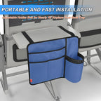 Airplane Seat Back Organizer & Storage, Airplane Tray Table Cover for Personal Items, Airline Seat Hanging Pockets Media Pouch,Reusable Travel Essentials,Fits Tablets,Cell Phone,Water Bottle (Blue)