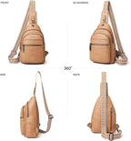 LATMAP Sling Bag For Women Faux Leather Small Casual Daypack Backpack Fanny Pack Crossbody Chest Bags Purse