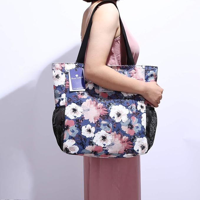 Original Floral Water Resistant Large Tote Bag Shoulder Bag for Gym Beach Travel Daily Bags Upgraded