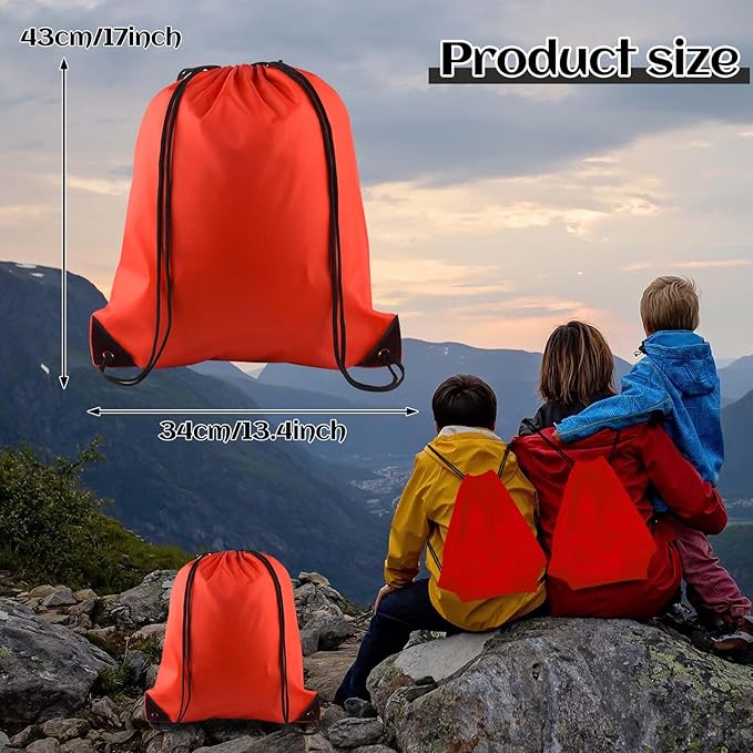 PLULON 15 Pcs Red Drawstring Bags Drawstring Backpack Bulk, String Backpack Cinch Sack Sport Gym Bags for Yoga Traveling Outdoor Sports
