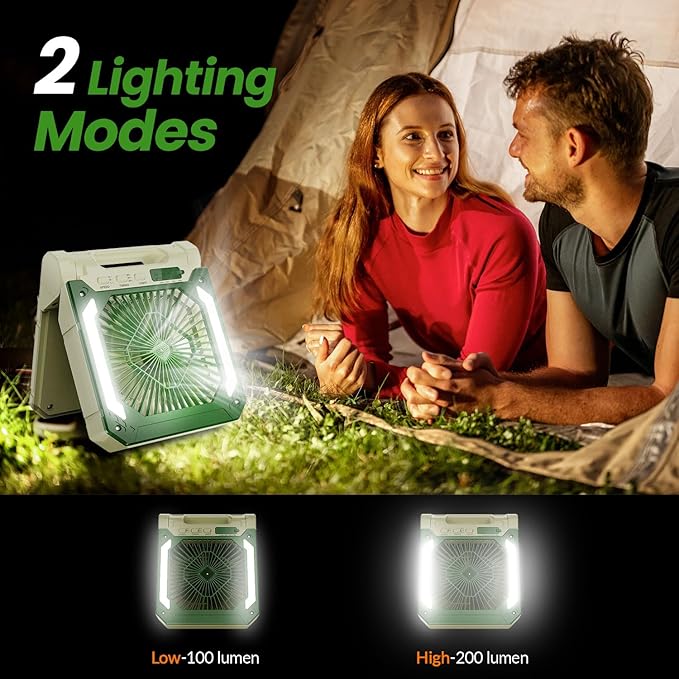 20000mAh Portable Fan Rechargeable with Solar Panel 2-in-1, 3 Speeds Cordless Battery Powered Fan with Led Lantern,Timer, Quiet USB-C Table Fan for Travel Tent Hurricane Office Home Bedroom (Beige)
