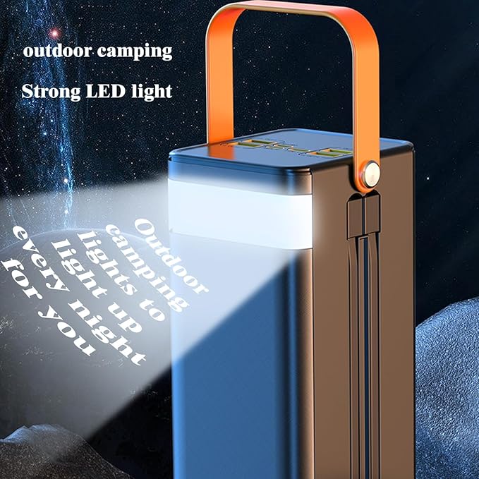 100000mah Power Bank, Fast Charging Portable Charger, with LED Light, with Built-in Cables, 4 Outputs & 3 Inputs, Rechargeable Portable Power Supply for Cell Phones, Random Color