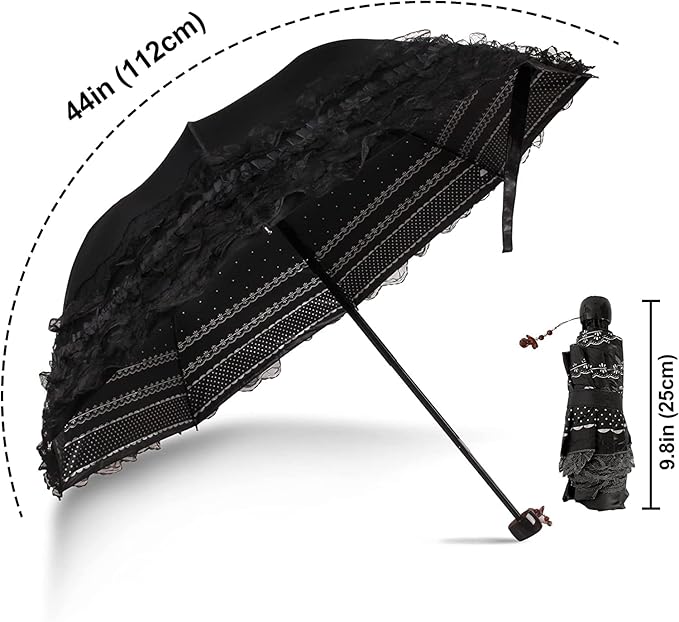 WANLIAN Folding umbrella Travel Umbrella Folding UV Resistance Lace Parasol Umbrella Sun Umbrella For Women Girls sunshades with lace decoration