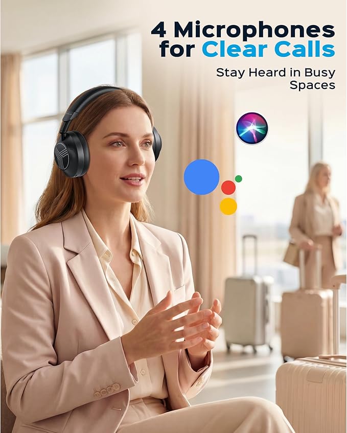 TREBLAB Z7-Pro Hybrid Active ANC Over-Ear Bluetooth Headphones for Work, Travel and Focus, All-Day Comfort, 38H Playtime, Foldable Wireless Headphones Noise Cancelling with Carrying Case