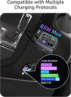 Retractable Car Charger USB C,107W Type C Car Charger Fast Charging with Dual Retractable Cable and USB Ports for iPhone 17/16/15,S25/24/23, Pixel 9/8/7(Build-in USB-C & Lightning Cable)