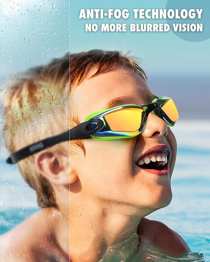 Aegend Swim Goggles for Kids Youth 3-14 Anti-Fog Anti-UV Comfort Fit Goggles for Swimming