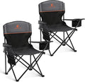 ALPHA CAMP Camping Chairs 250LBS Capacity, Heavy Duty Folding Chair with 4-Can Cooler Bag, Portable Outdoor Chair with Cup Holder for Adults, Collapsible for Tailgating, Beach, Fishing,Black,2PC