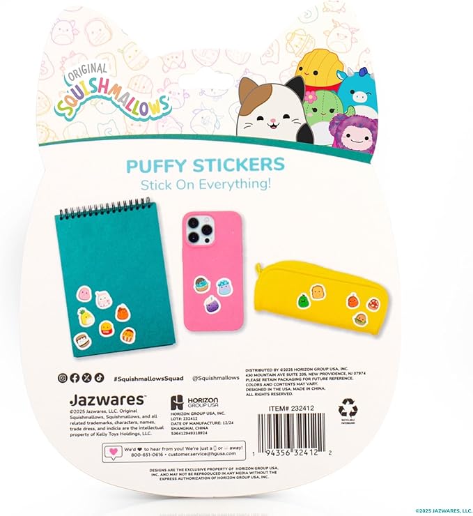 Original Squishmallows Squishy Sticker Book for Kids, Scrapbook, Journaling, Laptop Sticker Pack for Kids Crafts