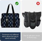 Becokan Large Tote Bag for Women Waterproof with 12 Pockets Top Zipper Closure Utility Teacher Nurse Bags for Work School