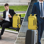 hk Backpack for Men Business Slim Backpack with USB Charger Computer Lightweight Anti-theft Travel Backpacks 15.6 inch Water Resistant Laptop Bag for Work Office College-Lemon Yellow