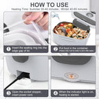 Herrfilk Electric Lunch Box Food Heater, 3 in 1 Ultra Quick Heated Lunch Boxes for Adults, 12V/24V/110V Portable Food Warmer for Car/Truck/Office With Fork Spoon and Insulated Carry Bag