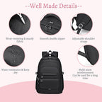 Backpack for Girls, Solid-Color School Backpack for Boys Kids, Aesthetic Girls Bookbag for Elementary School Travel Daypack,Black