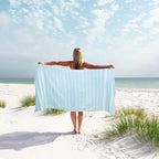 Eliamo Turkish Beach Towel Set of 6 Beach Towels Cotton Quick Dry Sand Free 36 x 71 inch Turkish Towel Oversized Lightweight Beach Towels Blue