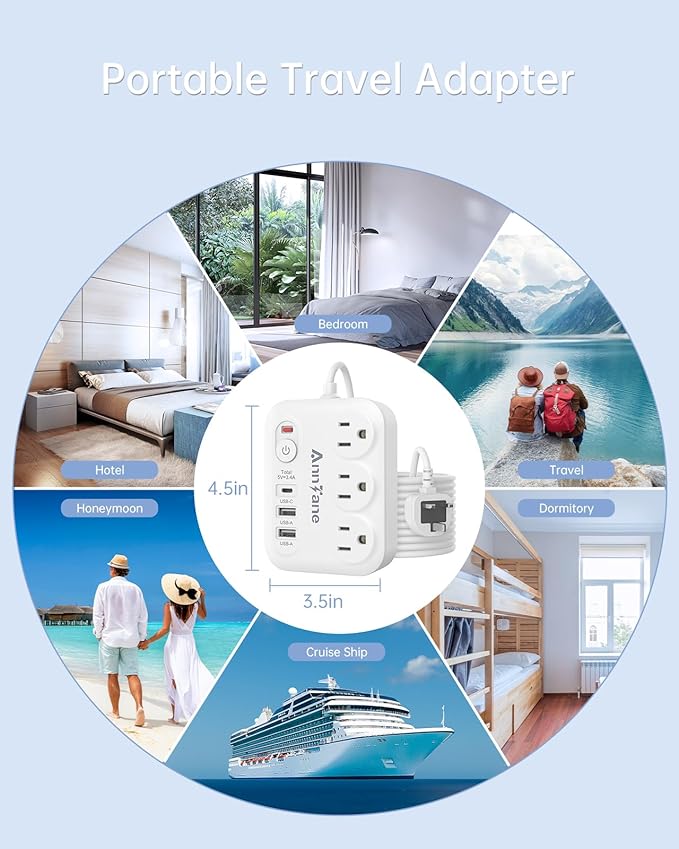 UK Travel Plug Adapter with USB C, 6FT Extension Cord, US to UK Ireland Plug Adapter Type G Travel Adapter with 3 Outlets 3 USB Ports for Scotland London England British Irish Kenya Dubai Travel