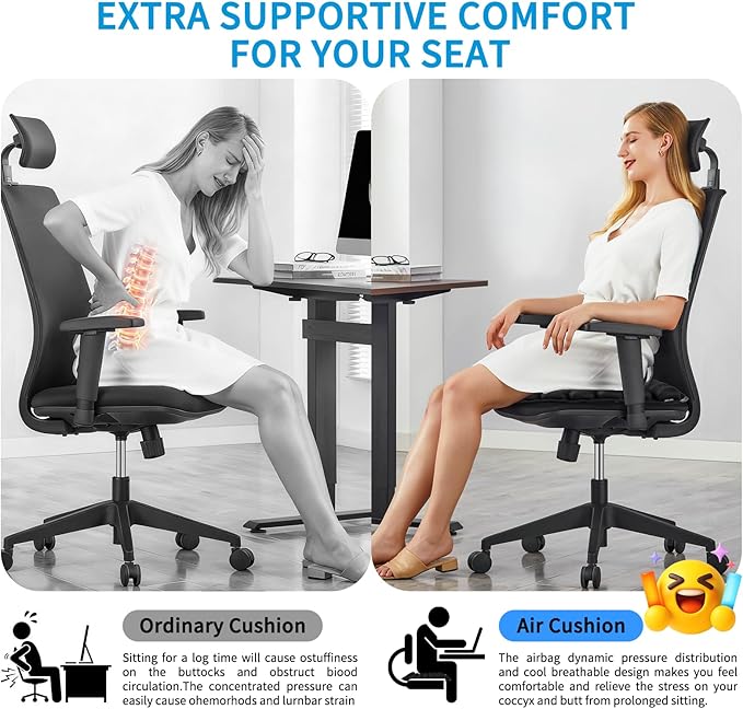 Sodurue Inflatable Travel Seat Cushion for Airplane: Pressure Relief Seat Cushion with 42 Adjustable Air Cells - Ergonomic Comfort Buttock Support Portable for Wheel Chair/Car/Office/Stadium