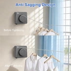 15.7Ft Retractable Clothesline Indoor Outdoor is Also an Anti-sag Clothes line for Indoors, Stainless Steel Wire Retractable Laundry Line for Drying Clothes, with 10 Windproof Clips (Gray)