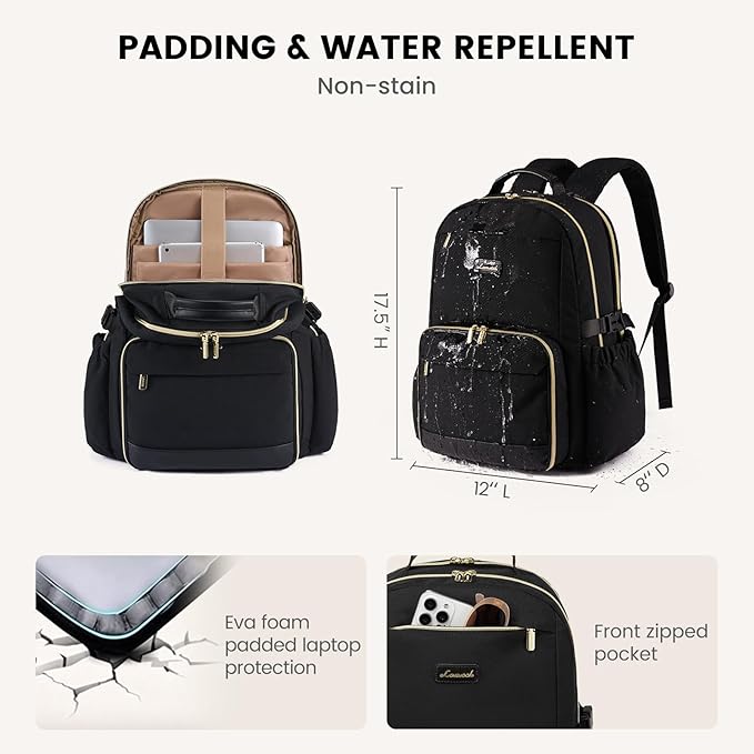 LOVEVOOK Lunch Backpack with Lunch Compartment,17 Inch Laptop Work Travel Insulated Cooler Backpack Purse,Waterproof College Teacher Lunch Bag Box with Tumbler Holder,Gift for Men Women,Leopard print