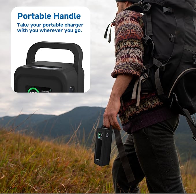 Protective Silicone Case for Anker Prime Power Bank 27,650mAh 250W - Portable with Handle & Hook Loop Strap, Anti-Slip & Shockproof Design (Black)