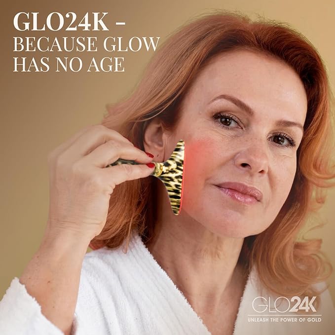 GLO24K 7 Color Beauty Device – Triple LED Action & Vibration Technology Facial and Neck Massager (Cheetah, 1 Pack)