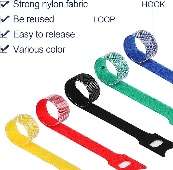 MVYC 120PCS 6 Inch Cable Ties Reusable Multi-Purpose Wire Ties Cord Organizer Adjustable Cable Management 5 Colors