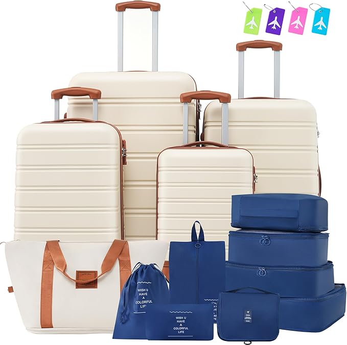 Luggage Sets with Packing Cubes Hardside 13 Piece Suitcase Set with Spinner Wheels