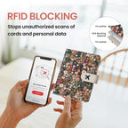 Passport Holder for Travel Essentials, RFID Blocking Leather Cover Wallet with Magnetic Closure, Aesthetic & Cute Passport Book Case for Women and Men - Flower