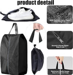 5Pcs Large Travel Shoe Bags Portable Travel Gifts Shoe Organizer with Zipper Closure, Waterproof Nylon Shoe Storage Organizer with Handle Travel Bags For Men and Women, Black