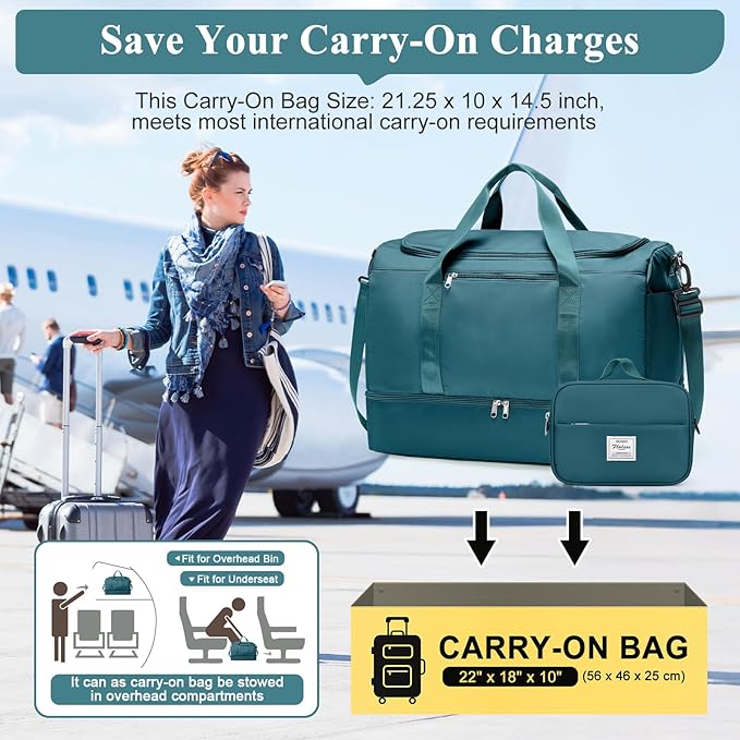 Extra Large Travel Duffle Bag,Carry on Overnight Weekend Bag with Shoes Compartment,Weekender Bags for Women for Travel Business Trips Sport Hospital