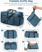 80L EXTRA LARGE Duffle Bag for Travel, 26" Foldable Travel Duffel Bag with Shoe Compartment for Men Women, Waterproof & Tear Resistant (Light Blue, EXTRA LARGE, 80L)