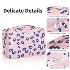 Queboom Travel Makeup Bag Cosmetic Bag Makeup Bag Toiletry bag for women and men (Pink Leopard)