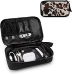 Cow Print Electronic Organizer Travel Cable Organizer Storage Bags for Data Cables, USB C Charger, SD Card, Hard Drive, Charging Cord, Mouse, Power Bank