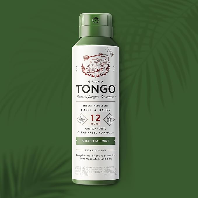 Grand Tongo DEET-Free Green Tea + Mint Insect Repellent with Picaridin- The 12 Hour Protection, DEET Alternative