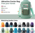 DYSANKY 1 Gallon Water Bottle Insulated | Thickened Stainless Steel Vacuum Metal Water Jug | Portable Sports Large for Gym and Hiking with Straw, Carrier Bag, Handle Strap | BPA-Free 128 oz