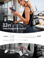 LISEN [Practical＆Lazy Design] 3 in 1 Travel Essentials Power Bank，7000mAh 35W Fast Charging with Wall Plug and Build-in Cable for iPhone 17 16 15 Pro Max Plus,Samsung Galaxy,iPad,Android，Pearl White