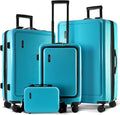 TRAVELARIM Teal Hardshell Luggage Sets 4 Piece, Durable Suitcase Set, Travel Luggage Set with Integrated TSA Lock, 360° Spinner Wheels, Expandable Medium and Large Checked Suitcase, 20/24/28 Inch