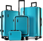TRAVELARIM Teal Hardshell Luggage Sets 4 Piece, Durable Suitcase Set, Travel Luggage Set with Integrated TSA Lock, 360° Spinner Wheels, Expandable Medium and Large Checked Suitcase, 20/24/28 Inch