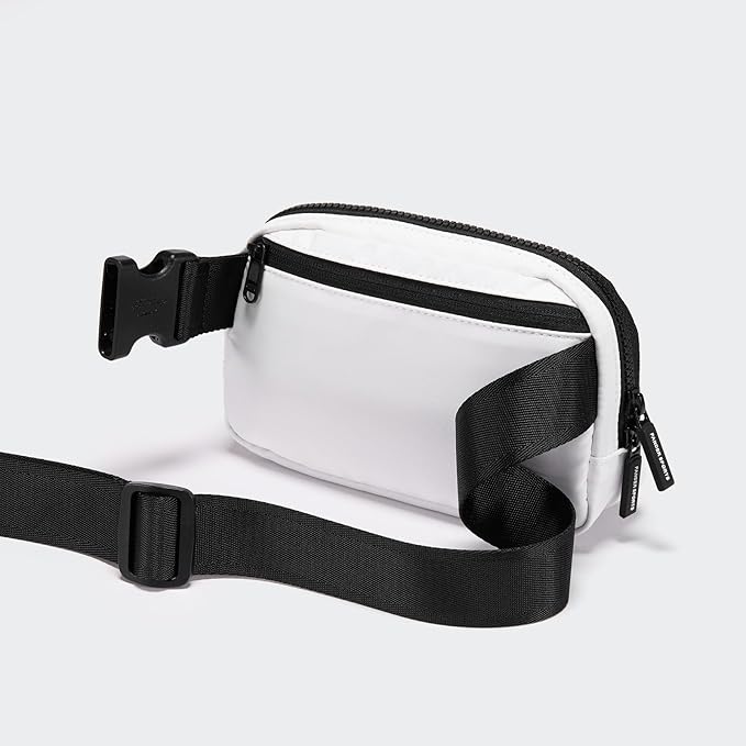 Pander Two Way Zipper Fanny Pack Nylon Everywhere Belt Bag for Women, Water Repellent Waist Packs, Crossbody Bags with Adjustable Strap (White).