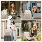 LOVEVOOK Laptop Backpack for Women with Pouch Pocket for Large Capacity Cup,15.6 Inch Laptop Computer Bag Travel Backpack Purse,Waterproof Work Business Backpack College Teacher Bags,Gray-Pink